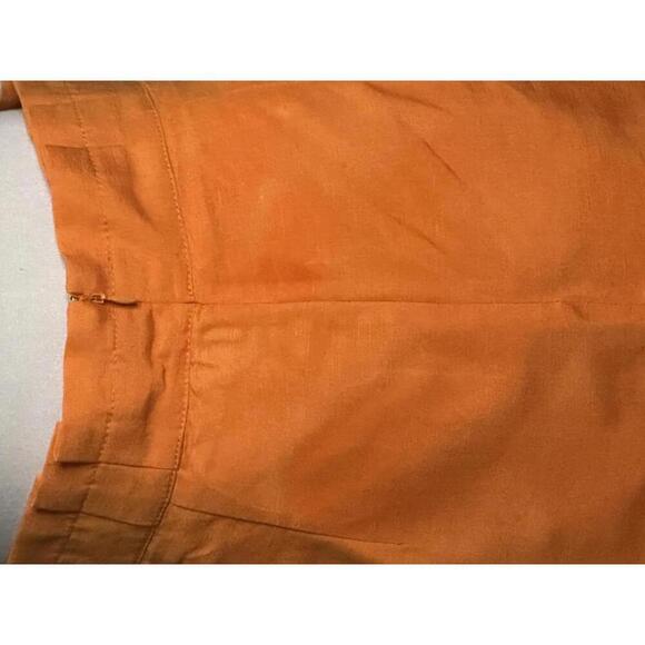 Ann Taylor office siren orange linen-blend paperbag pencil skirt Size 8P - Picture 8 of 10